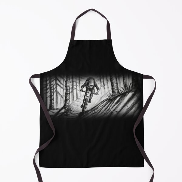 Item preview, mountain biker riding downhill in a forest pencil sketch designed and sold by Rosefurn.