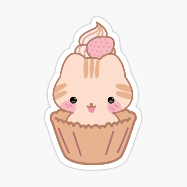 Kawaii Cupcake Cat Stickers for Sale