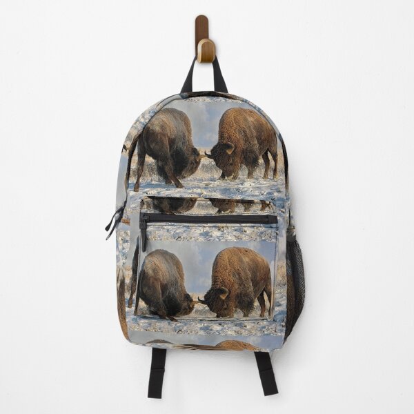 Item preview, A fight between Two Male Bison, American Buffalo in a Snow Field designed and sold by Rocky Mountain Artistry.