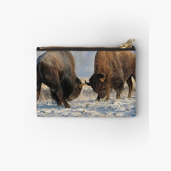 Item preview,  A fight between Two Male Bison, American Buffalo in a Snow Field  designed and sold by Rocky Mountain Artistry.