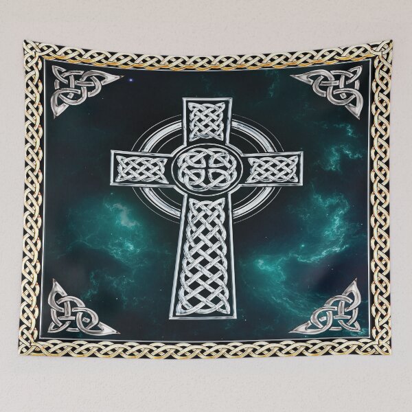 Item preview, beautiful white cross design , green, blue, gold , silver designed and sold by BAYIDESIGNER.