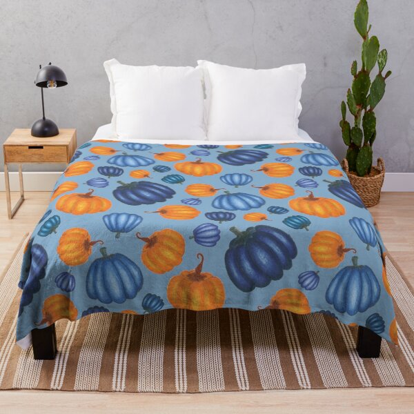 Item preview, Halloween Fall Pattern Pretty Blue and Orange Pumpkins on Blue designed and sold by Karen McFarland.