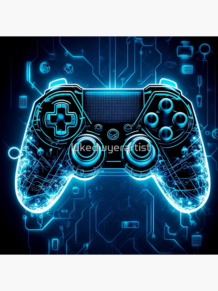 Gaming gamer controller games control pad blue neon Throw Pillow for Sale  by lukedwyerartist