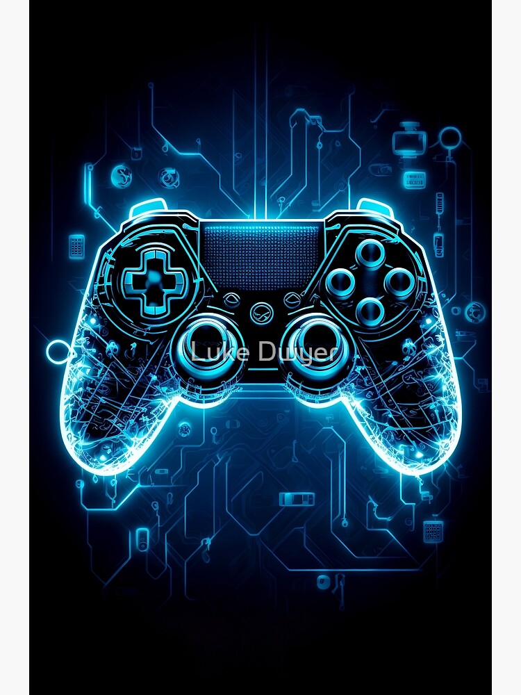 80s Colorful Punk Neon Gamer Controller Cool Gaming Poster for