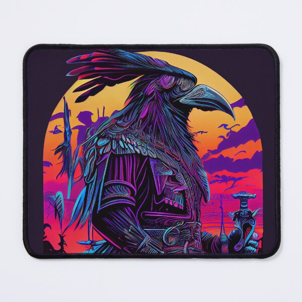 Item preview, Viking Odin Raven Synthwave Art Print designed and sold by Joyfulimaginery.