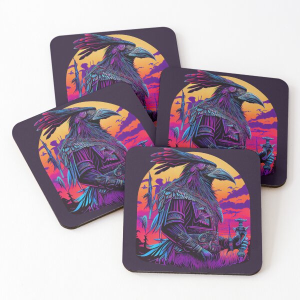 Item preview, Viking Odin Raven Synthwave Art Print designed and sold by Joyfulimaginery.