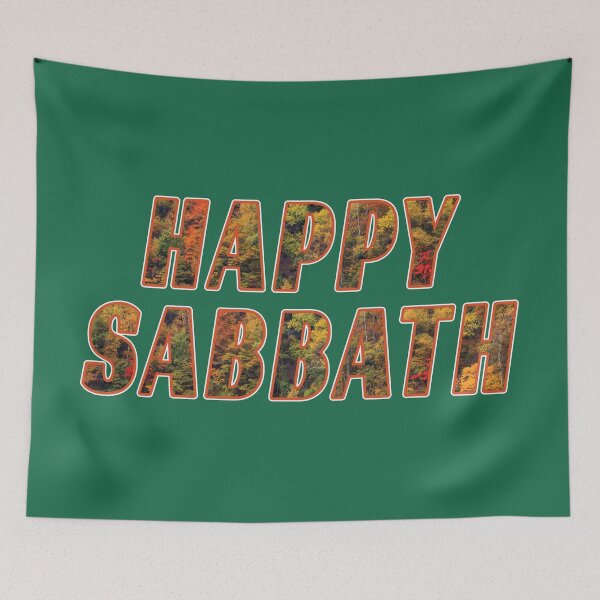 Item preview, Happy Sabbath Autumn Text Art - Green - Adventist Sabbath Greeting designed and sold by DPattonPD.