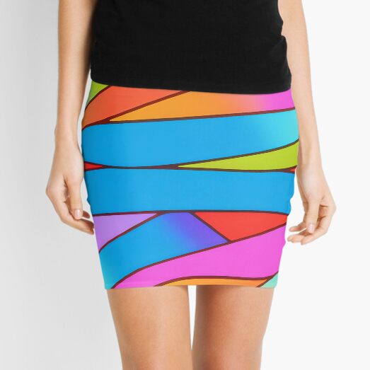Multicolor Ribbon Strip Abstract Mini Skirt