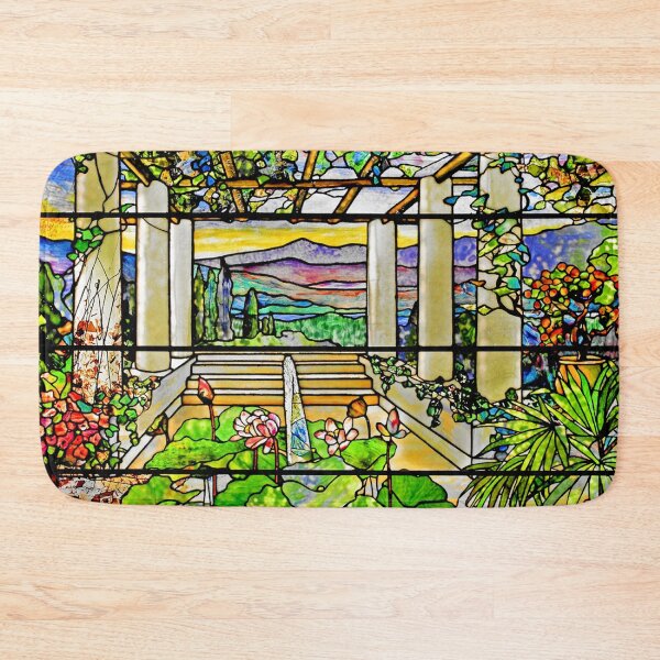 Item preview, Louis Comfort Tiffany's Garden Landscape Window - Made more vibrant designed and sold by CristalleLisa.