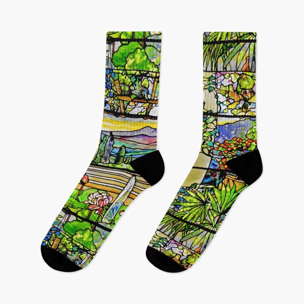 Item preview, Louis Comfort Tiffany's Garden Landscape Window - Made more vibrant designed and sold by CristalleLisa.