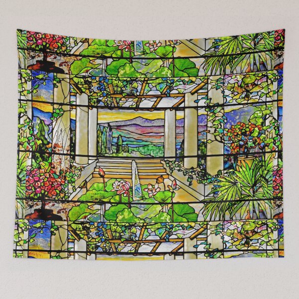 Item preview, Louis Comfort Tiffany's Garden Landscape Window - Made more vibrant designed and sold by CristalleLisa.