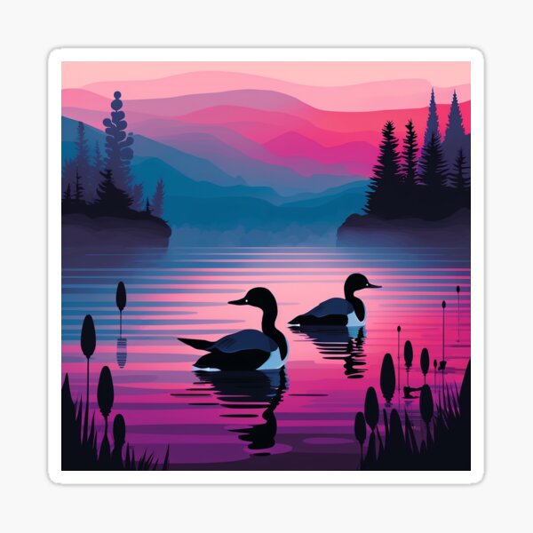Loons on Lake - *Client Commission* Sticker