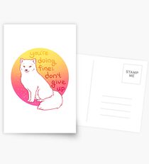 "Don't Give Up" Encouraging Arctic Fox Postcards