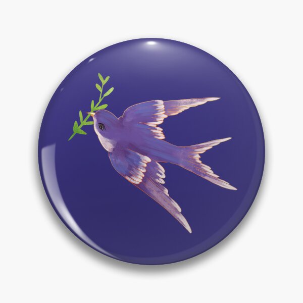 Item preview, Watercolor illustration of flying birds with purple plumage of saplings in their mouths designed and sold by UnaWu533.