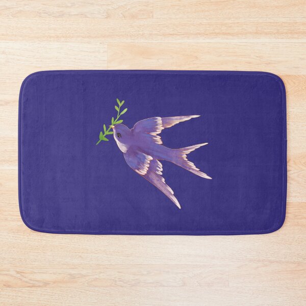 Item preview, Watercolor illustration of flying birds with purple plumage of saplings in their mouths designed and sold by UnaWu533.