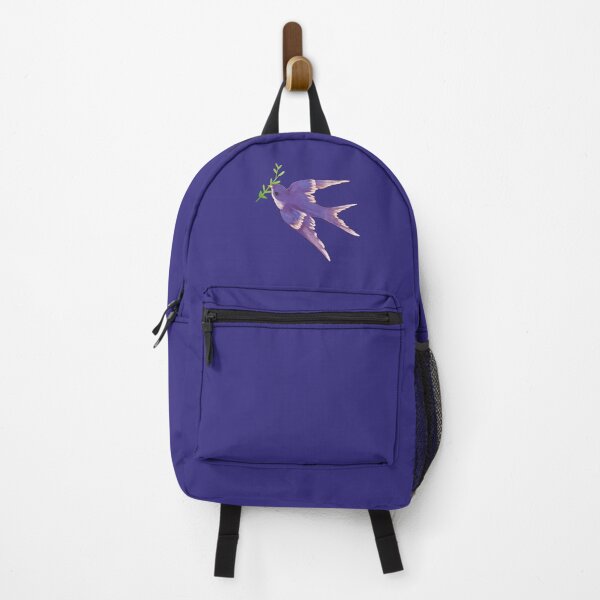 Item preview, Watercolor illustration of flying birds with purple plumage of saplings in their mouths designed and sold by UnaWu533.