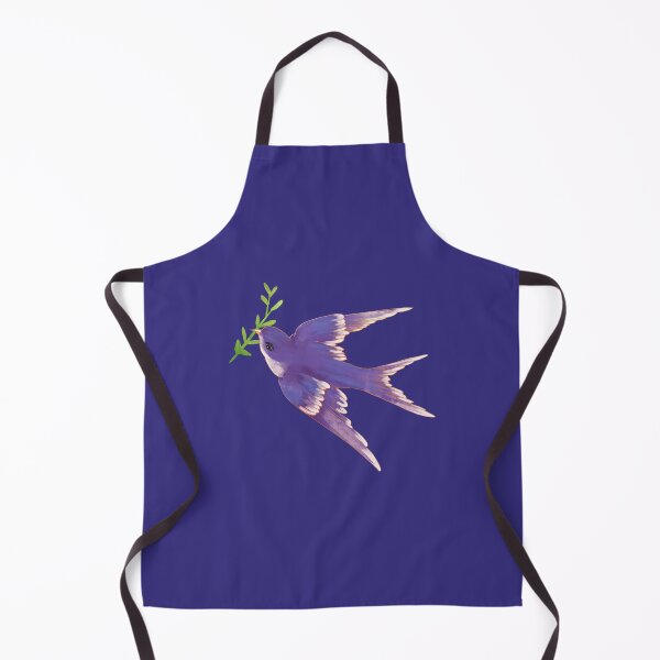 Item preview, Watercolor illustration of flying birds with purple plumage of saplings in their mouths designed and sold by UnaWu533.