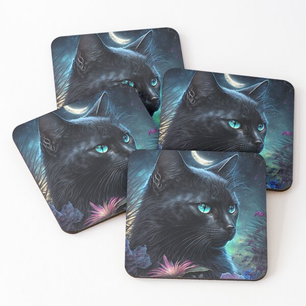 Item preview, Enchanted Evening with Black Cat Flowers & Moonlit Beauty 1 designed and sold by idreamaboutcats.