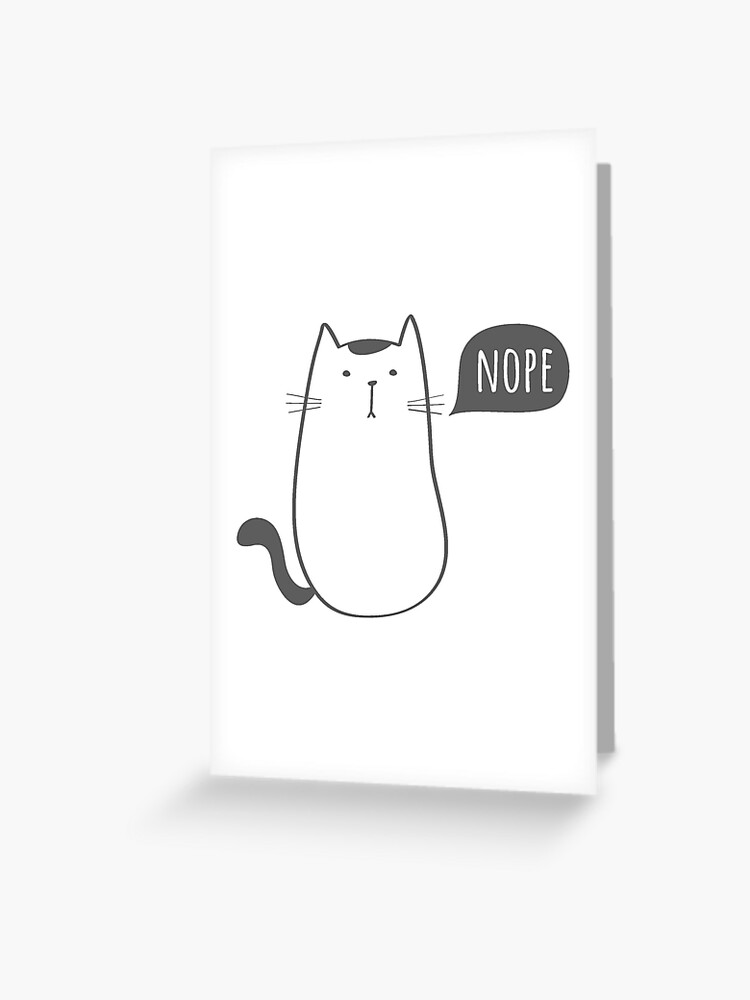 Carte De Vœux Nope Dessin Anime De Chat Grincheux Par Magneticmama Redbubble