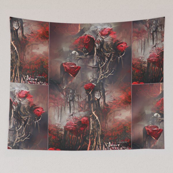Item preview, Lone Tree with Red Roses by VALPYRA SKULLSTYR Valentine LGBTQIA art designed and sold by  VALPYRA Mistress of SKULLSTYR.