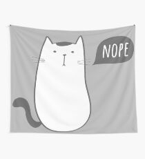 "NOPE" Grumpy Cat Cartoon Wall Tapestry