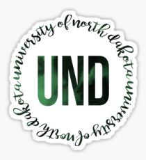 UND - University of North Dakota Green Ink Circle Sticker