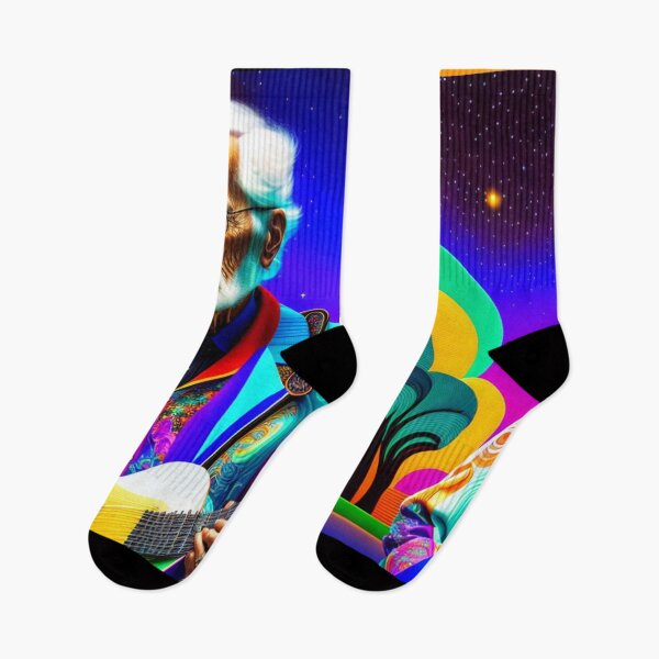 Item preview, Old Man with White Hair Playing the Guitar in Highly Coloured Landscape designed and sold by KALEIDOSCOPE UK.