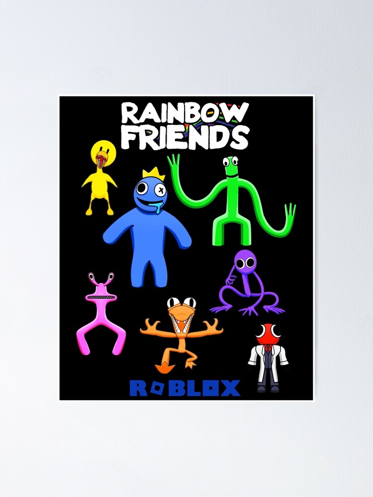 blue rainbow friends hugs retro - Blue Rainbow Friends - Posters and Art  Prints