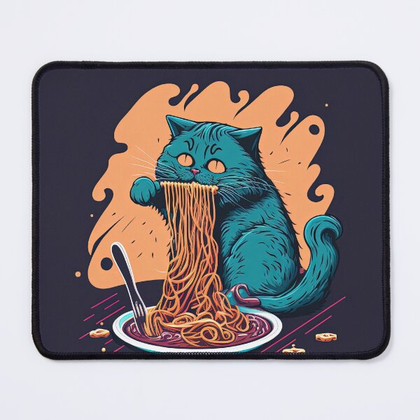 Aperçu de l'œuvre chat qui mange des spaghettis créée et vendue par Chillapy.