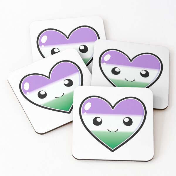 Item preview, Cute Cartoon Coloured Heart - Genderqueer flag designed and sold by HJacka.