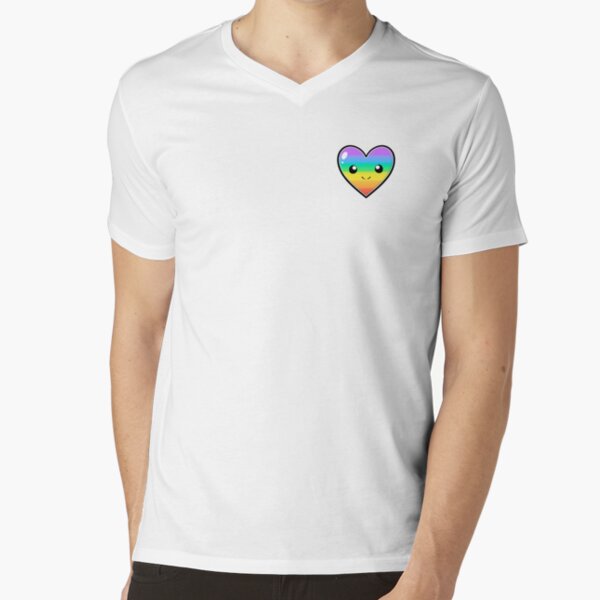 Design by Humans Rainbow Colored String Pride Heart by corndesign T-Shirt - White - Small