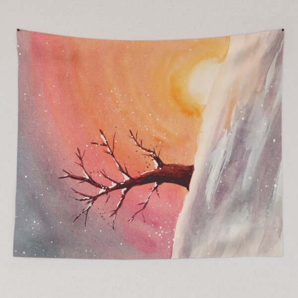 Item preview, Winter Sunset Tree Landscape - Watercolour Painting designed and sold by Pattokarts.