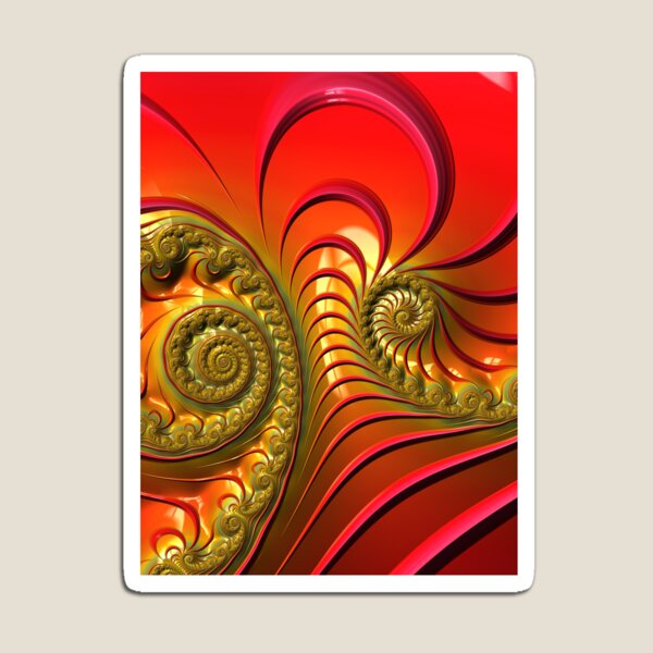 Tequila Sunrise - Summery Orange Yellow and Gold Tropical Fractal Magnet
