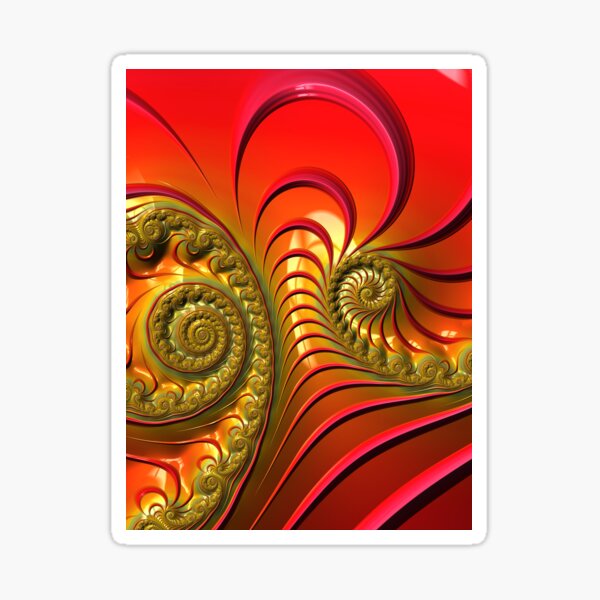 Tequila Sunrise - Summery Orange Yellow and Gold Tropical Fractal Sticker