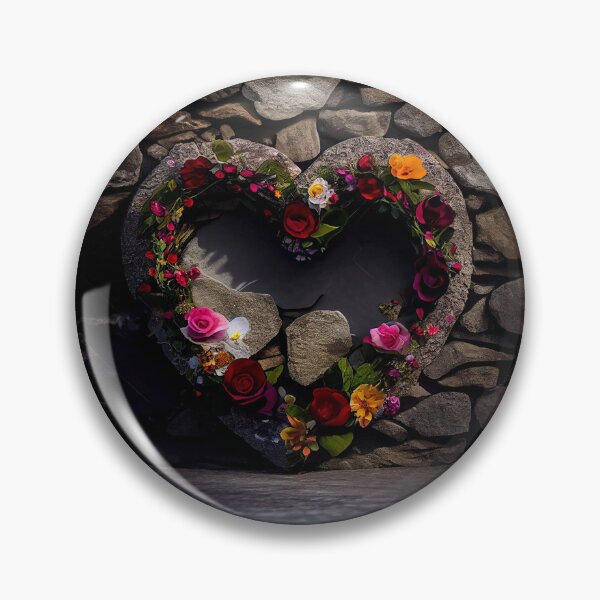 Item preview, floral heart ring design on a stone wall, both vintage and modern floral wallpaper background new for 2023 designed and sold by GeoffBeattie.