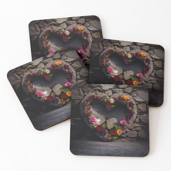 Item preview, floral heart ring design on a stone wall, both vintage and modern floral wallpaper background new for 2023 designed and sold by GeoffBeattie.