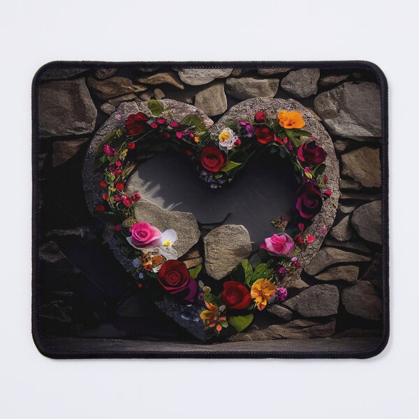 Item preview, floral heart ring design on a stone wall, both vintage and modern floral wallpaper background new for 2023 designed and sold by GeoffBeattie.