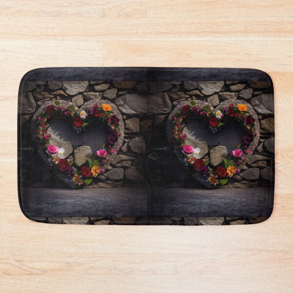 Item preview, floral heart ring design on a stone wall, both vintage and modern floral wallpaper background new for 2023 designed and sold by GeoffBeattie.