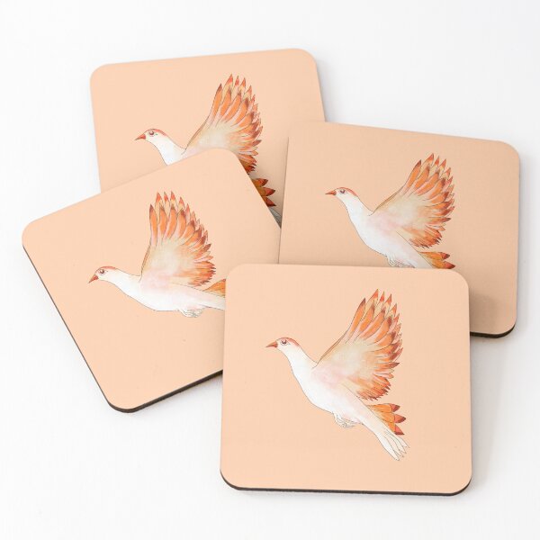 Item preview, Watercolor illustration of birds in flight with orange feathers designed and sold by UnaWu533.