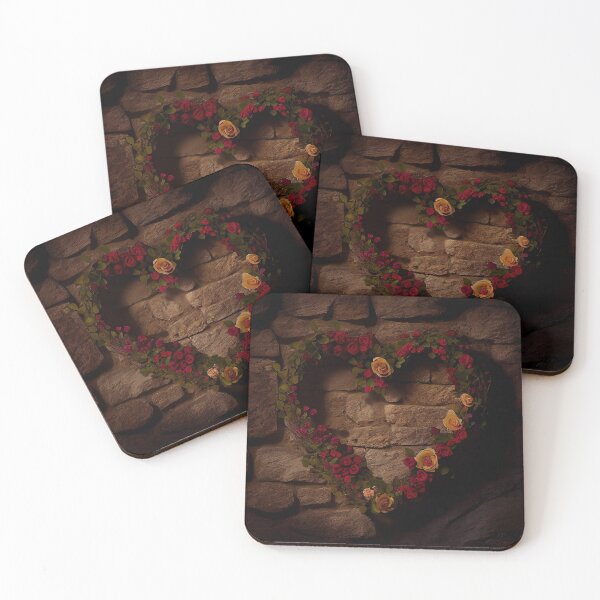Item preview, Copy of floral heart ring design on a stone wall 4 both vintage and modern floral wallpaper background new for 2023 designed and sold by GeoffBeattie.