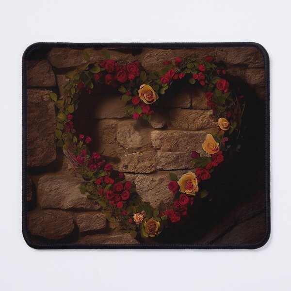 Item preview, Copy of floral heart ring design on a stone wall 4 both vintage and modern floral wallpaper background new for 2023 designed and sold by GeoffBeattie.