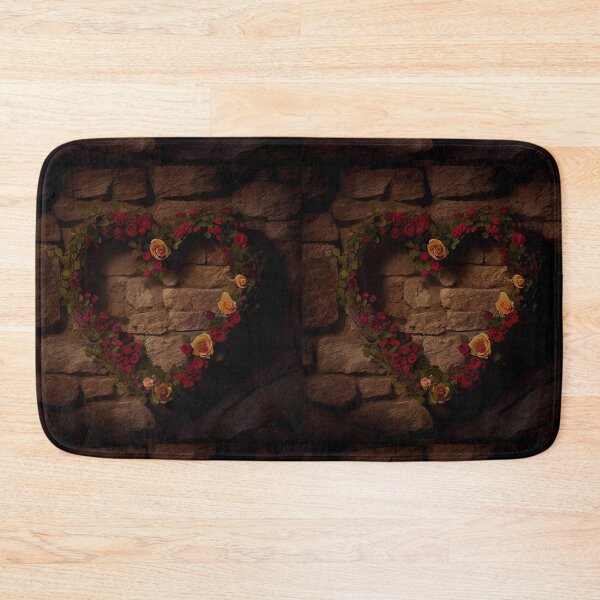 Item preview, Copy of floral heart ring design on a stone wall 4 both vintage and modern floral wallpaper background new for 2023 designed and sold by GeoffBeattie.