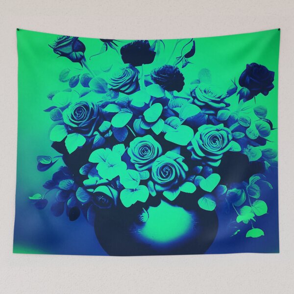Item preview, Blue and Green Abstract Roses in Vase designed and sold by asurtiumgreen.