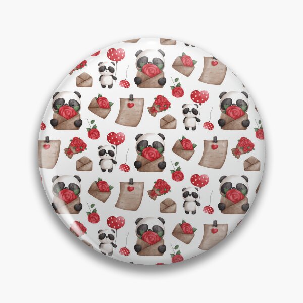 Item preview, Cute Panda Bear Valentine's Day Pattern on White designed and sold by Karen McFarland.