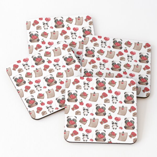 Item preview, Cute Panda Bear Valentine's Day Pattern on White designed and sold by Karen McFarland.