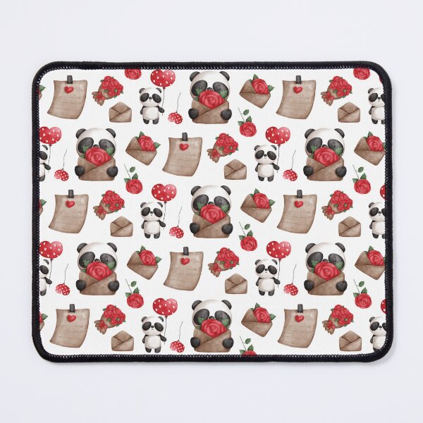 Item preview, Cute Panda Bear Valentine's Day Pattern on White designed and sold by Karen McFarland.