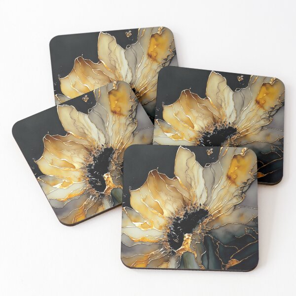 Item preview, Organic Sunflower - Semi Abstract Alcohol Ink Resin Art designed and sold by inkvestor.