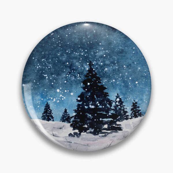 Artikelvorschau, Winter Nightsky Forest - Aquarellmalerei entworfen und verkauft von Pattokarts.