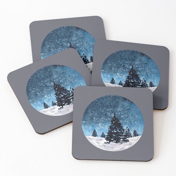 Item preview, Winter Nightsky Forest - Watercolour Painting designed and sold by Pattokarts.