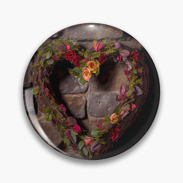 Item preview, Floral heart ring design on a stone wall 5 both vintage and modern floral wallpaper background new for 2023 designed and sold by GeoffBeattie.